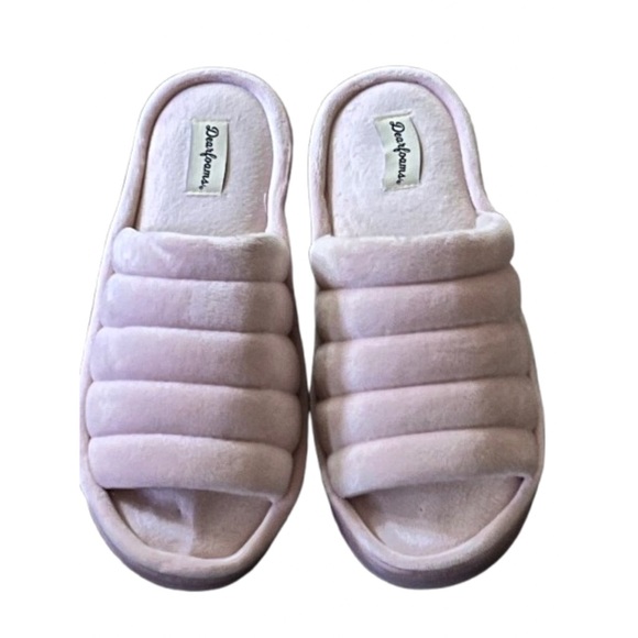 Dearfoams Soft Pink Women's Slippers Size L US9-10 Comfy Lounge Cozy Memory Foam - Picture 1 of 4